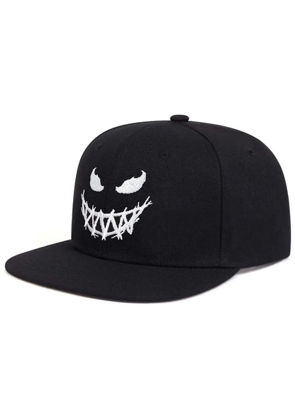 Grin Embroidery UV Protection Cotton Snapback Cap