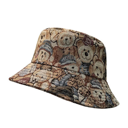 Cute Bear Print Summer Bucket Hat