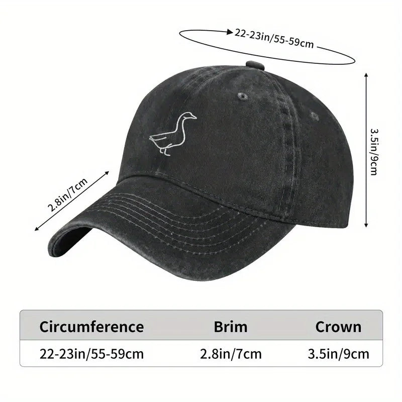 Goose Line Art Distressed Washed Baseball Cap