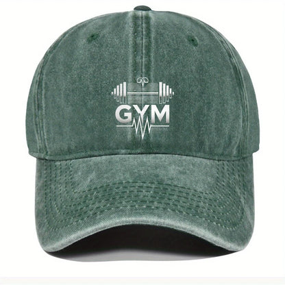 Gym Workout Heartbeat Barbell Distressed Dad Baseball Cap