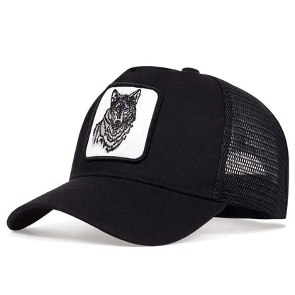 Unisex Wolf Embroidery Baseball Net Caps