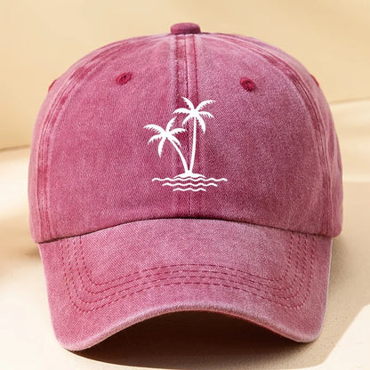 Vintage Palm Tree Washed Cotton Baseball Cap