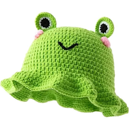 Hand Woven Frog Ruffled Fisherman Bucket Hat