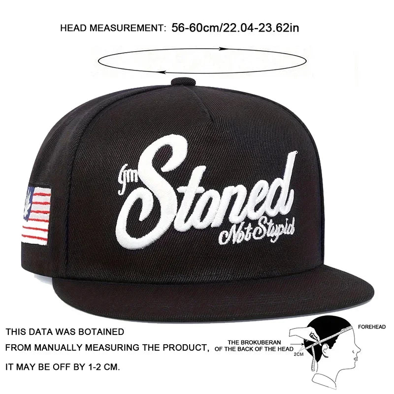 Unisex Stoned Letter Embroidery Hip Hop Snapback Cap