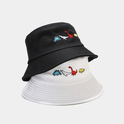 Cute Dinosaur Embroidered Cotton Bucket Hat