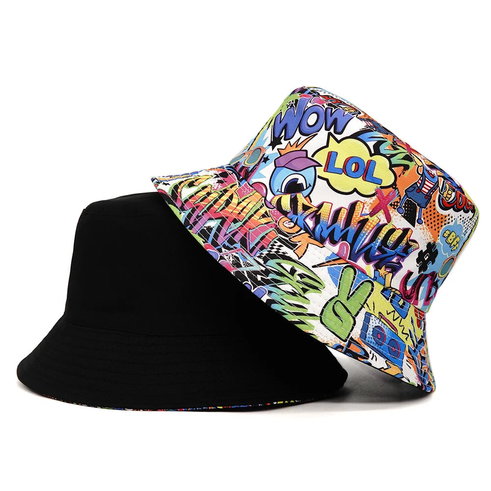 Graffiti Letter Print Bucket Hat