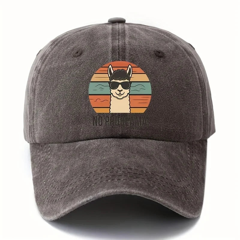 Cartoon Alpaca Curved Brim Baseball Cap