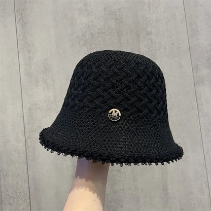Japanese Minimalist Hollow Bucket Hat Women