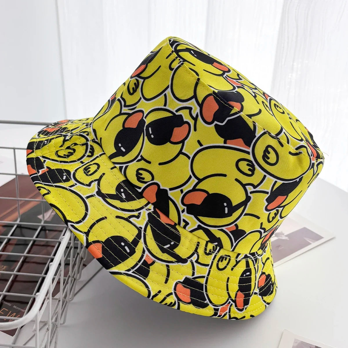 Cartoon Duck Printed Reversible Bucket Hat