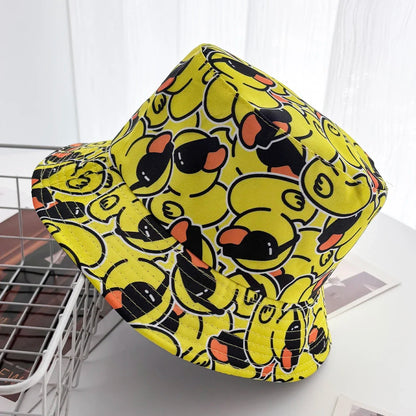 Cartoon Duck Printed Reversible Bucket Hat