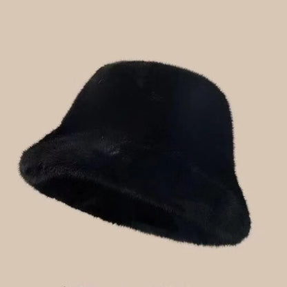 Plush Winter Bucket Hat Warm Soft Fisherman Cap For Women