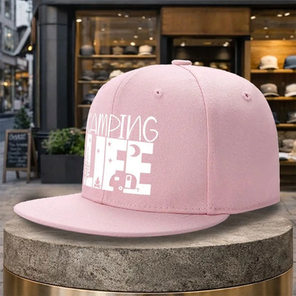 Camping Life Outdoor Adventure Flat Brim Snapback Cap