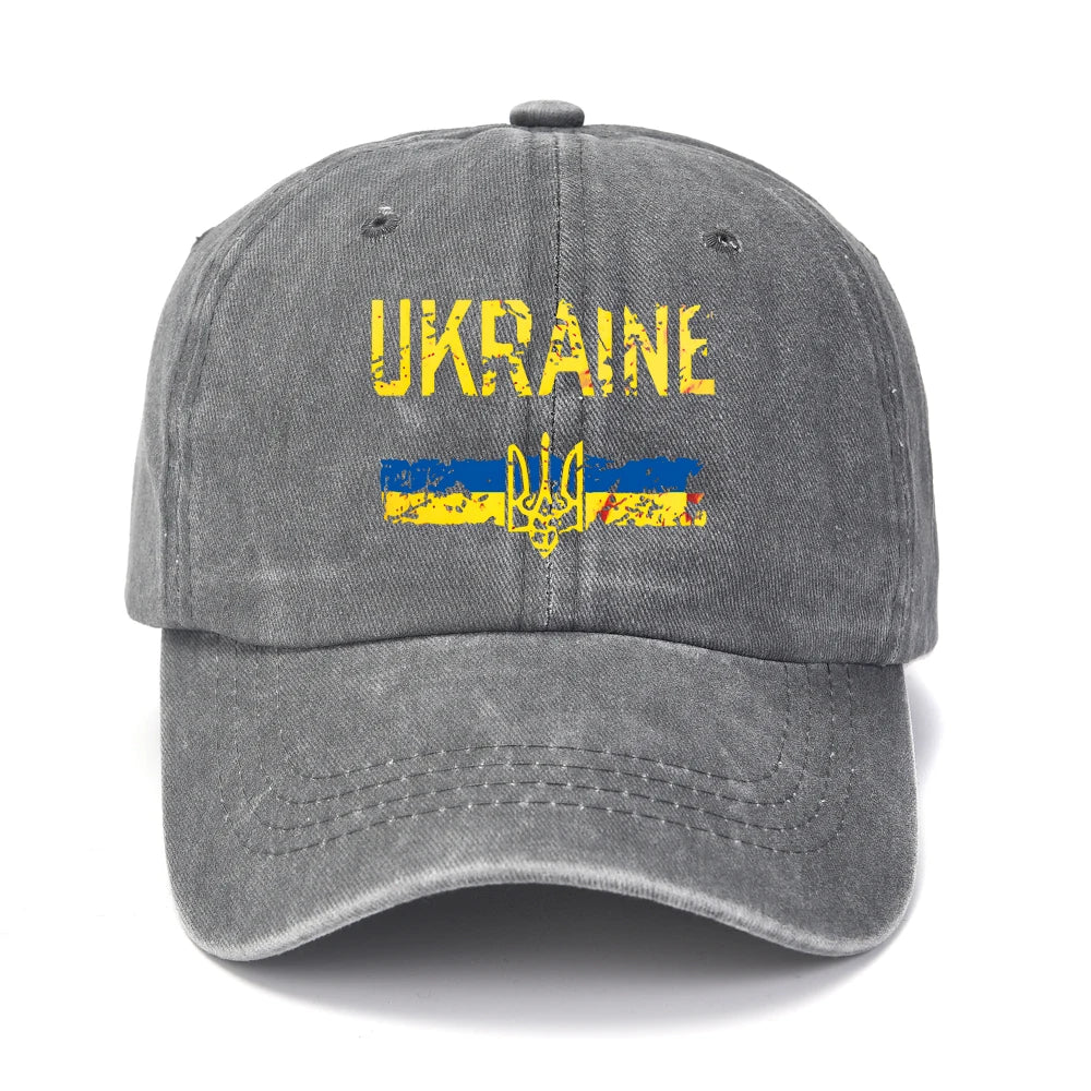 Ukraine Washed Cotton Retro Emblem Unisex Baseball Cap