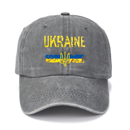Ukraine Washed Cotton Retro Emblem Unisex Baseball Cap