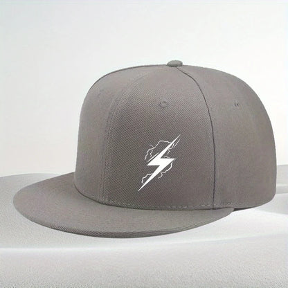 Lightning Bolt Graphic Flat Brim Snapback Cap