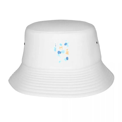 Soft Blue Orange Blob Abstract Pattern Bucket Hat