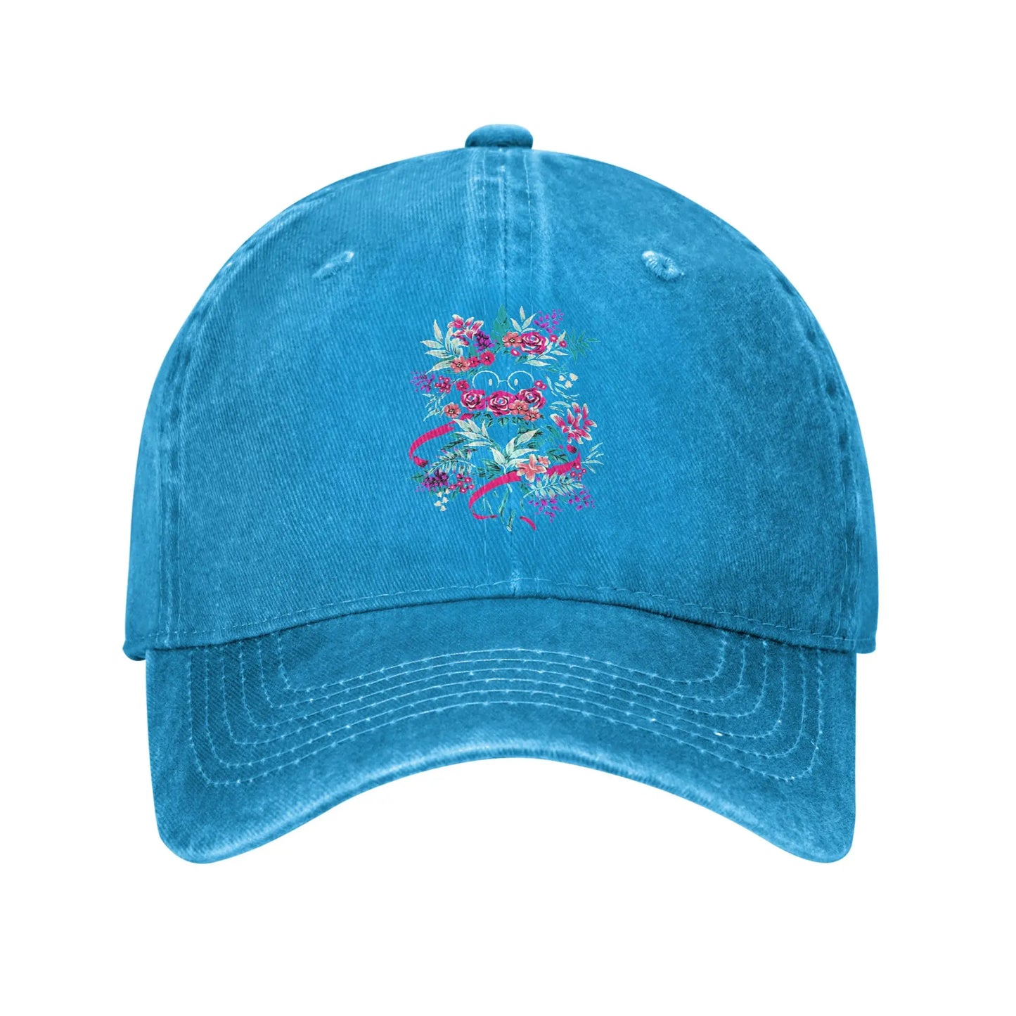 Deltarune Spamton Ralsei Floral Denim Baseball Cap