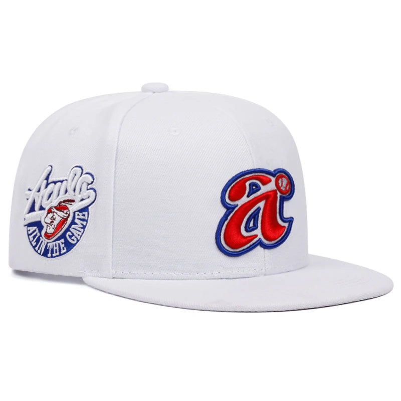 Unisex Letter A Embroidery Flat Brim Hip Hop Baseball Cap