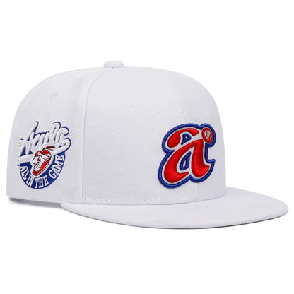 Unisex Letter A Embroidery Flat Brim Hip Hop Baseball Cap