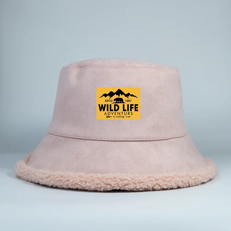 Winter Reversible Faux Suede Bucket Hat