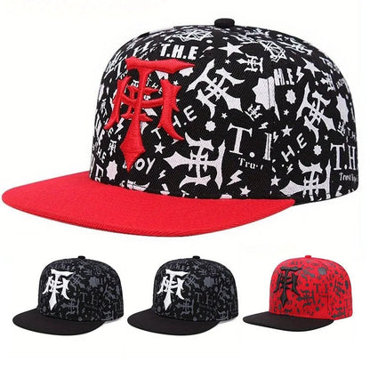 Trendy Embroidered Flat Brim Hip Hop Baseball Cap