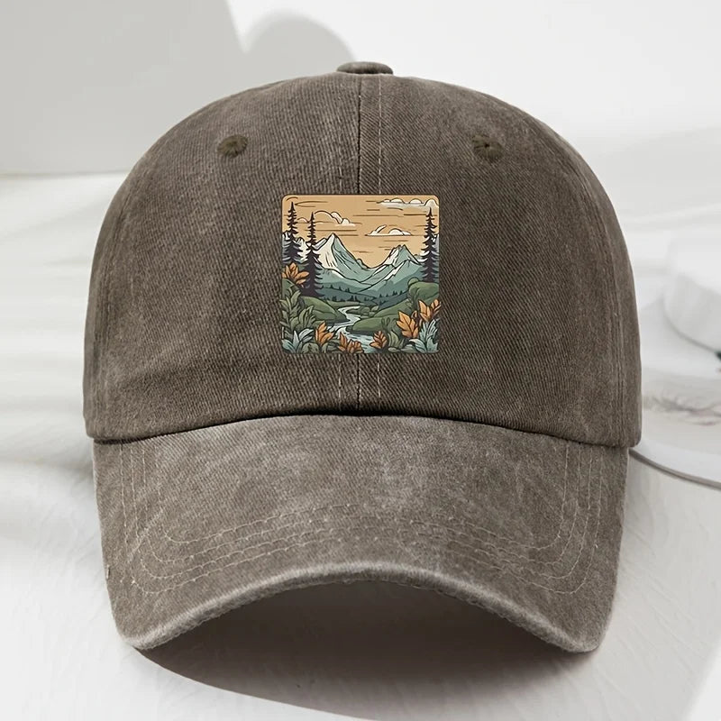 Retro Landscape Print Outdoor Baseball Cap