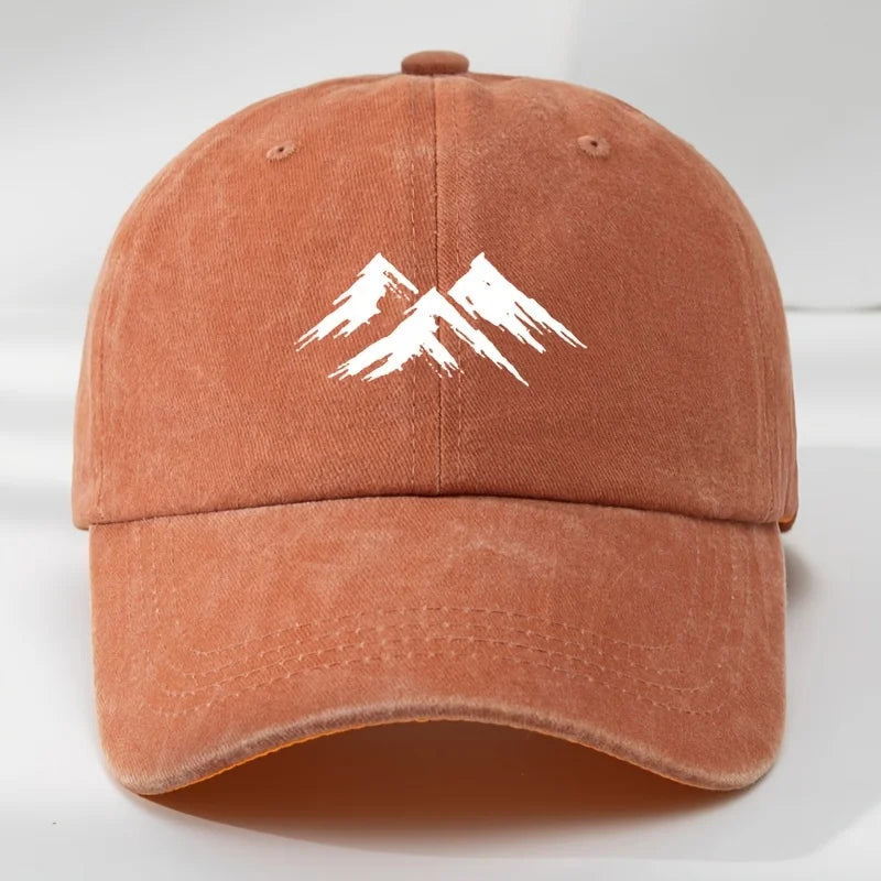 Mountain Print Washed Retro Duckbill Baseball Cap