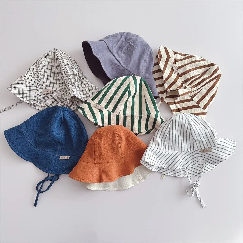 Kids Striped Cotton Fisherman Cap