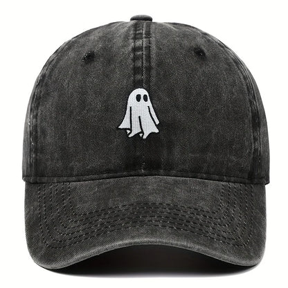 Ghost Pattern Embroidered Brim Halloween Cap