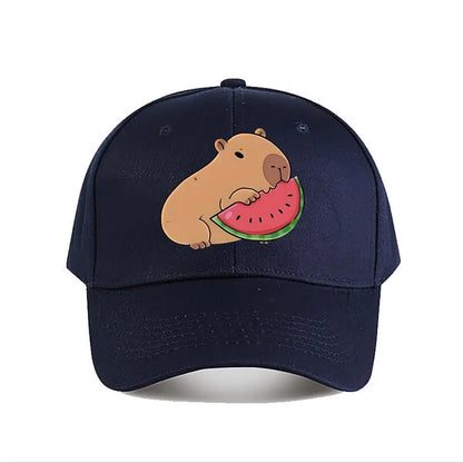 Capybara Eating Watermelon Vinyl Sticker Snapback Baseball Cap
