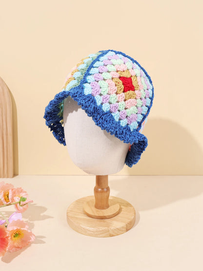 Flower Wool Knitted Insulated Double Wear Bucket Hat