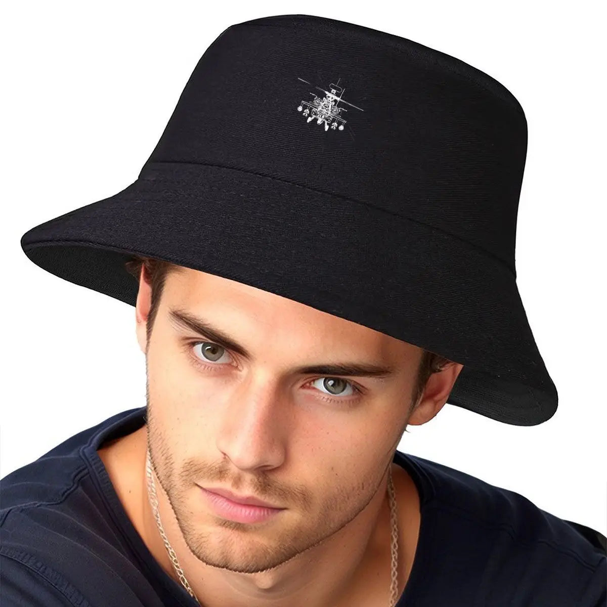 Apache Helicopter Blueprint Graphic Bucket Hat