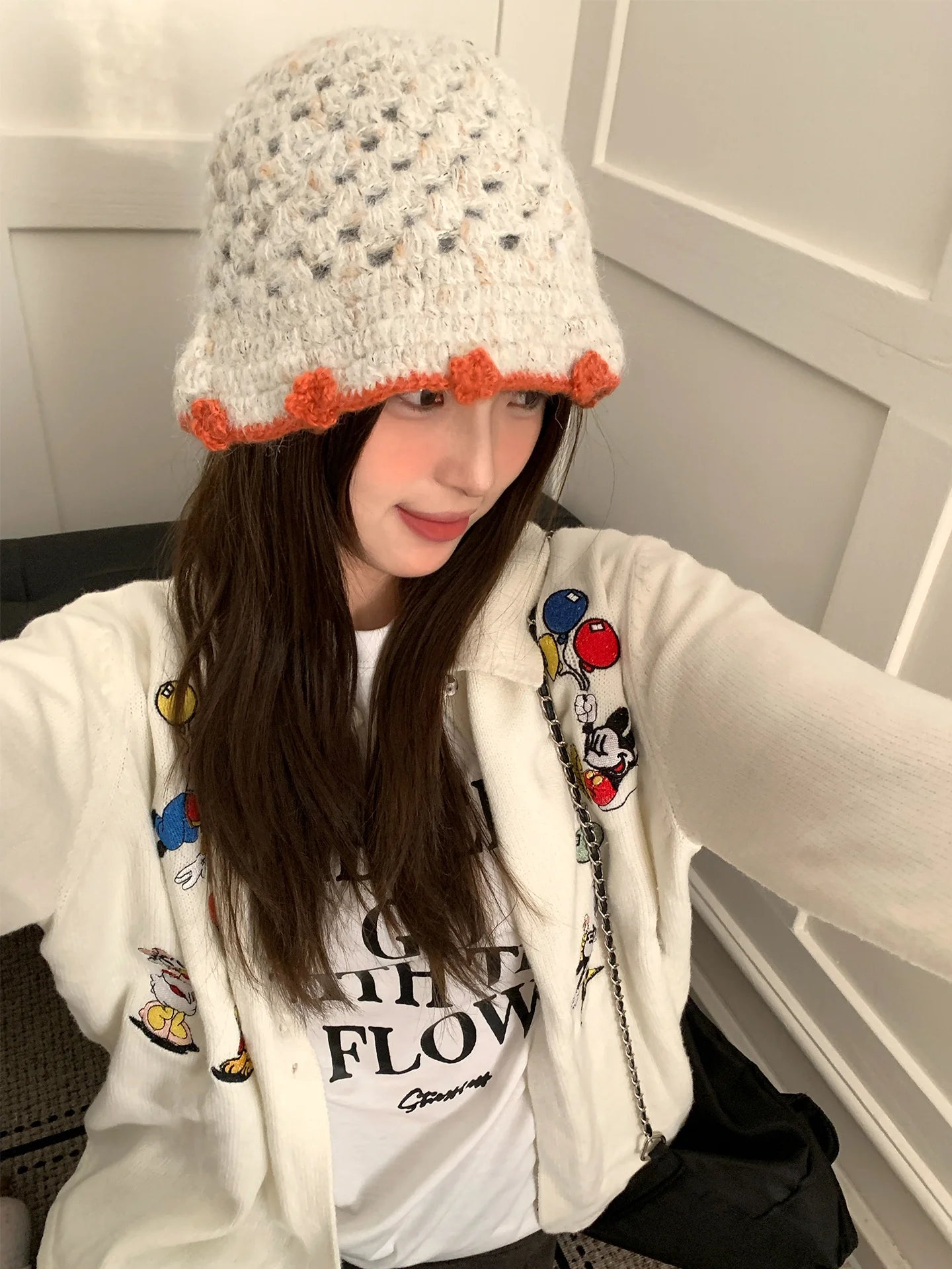 Women's Openwork Knitted Wool Bucket Hat