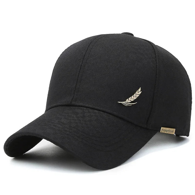 Breathable Wheat Ear Copper Label Baseball Cap