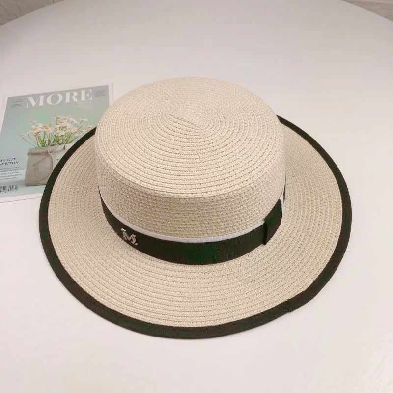 Women Flat Top Straw Sun Hat