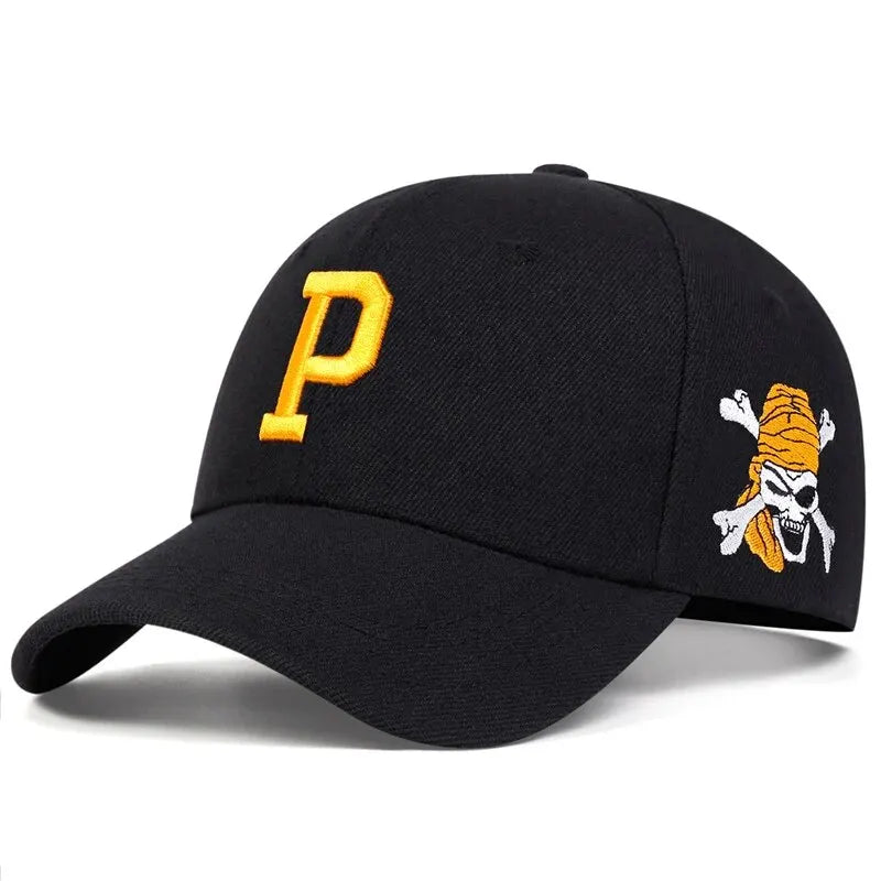 P Letter Side Pirate Embroidery Baseball Cap