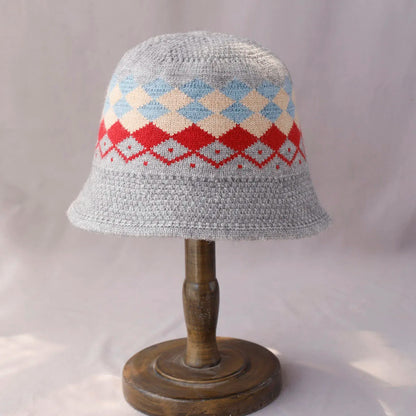 Women's Striped Wool Knitted Bucket Hat