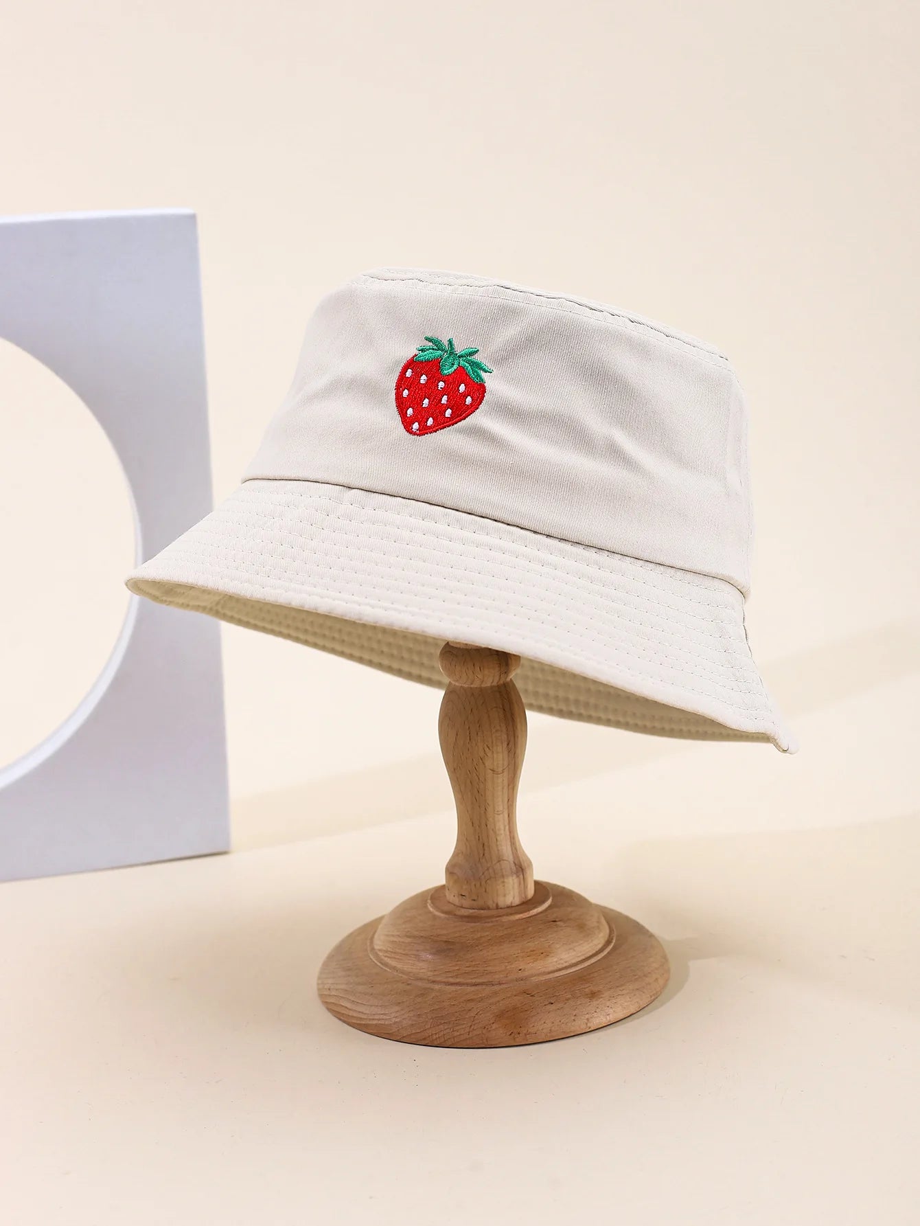 Cute Strawberry Embroidered Summer Bucket Hat