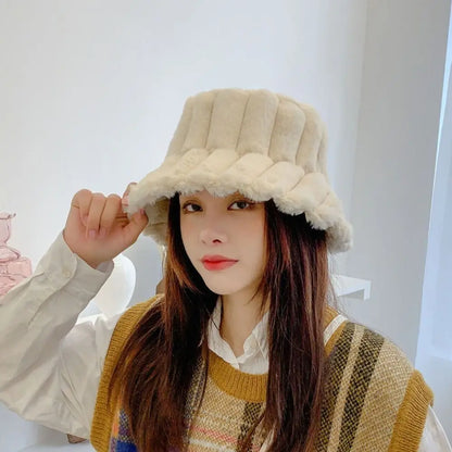 Winter Faux Fur Panama Bucket Hat