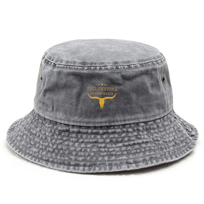 Yellowstone Vintage Washed Bull Skull Cowboy Style Bucket Hat