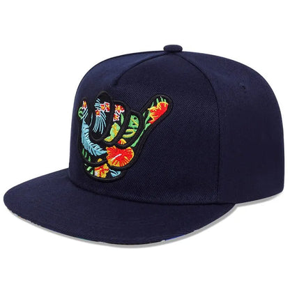 Unisex Colorful Fingers Embroidery Snapback Cap