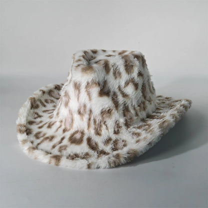 Winter Rabbit Fur Western Cowboy Fedora Hat