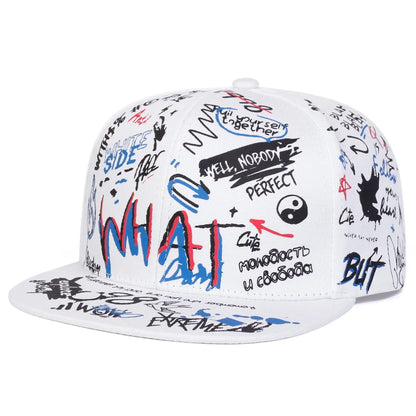 Unisex WHAT Graffiti Print Hip Hop Snapback Cap