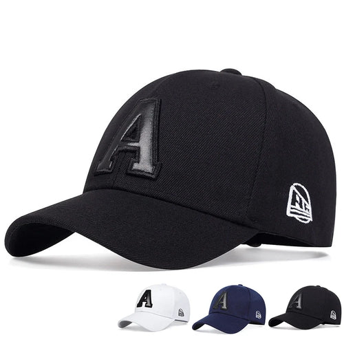 Unisex A Letter Leather Label Embroidery Baseball Caps