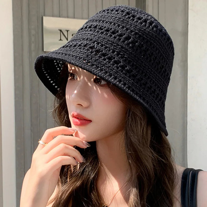 Women Hollow Dome Breathable Summer Bucket Hat