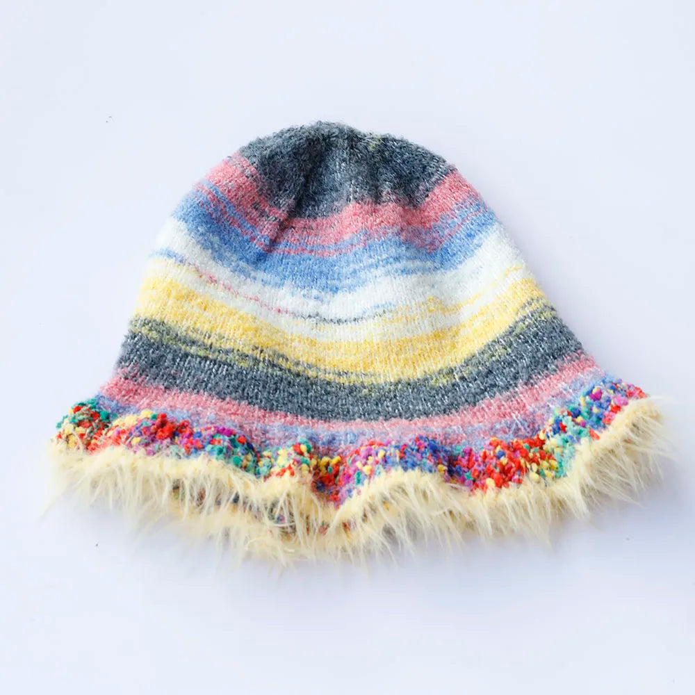Red Crochet Fruit Knit Bucket Hat