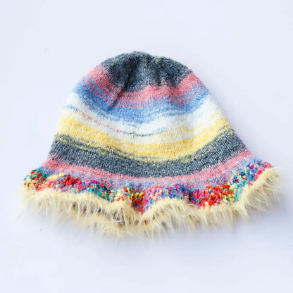 Red Crochet Fruit Knit Bucket Hat