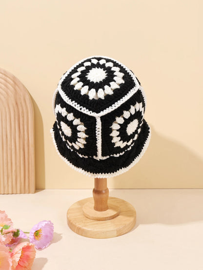 Handmade Vintage Geometric Crochet Bucket Hat