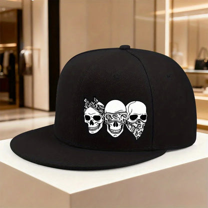 Three Skulls Hear See Speak Evil Snapback Cap