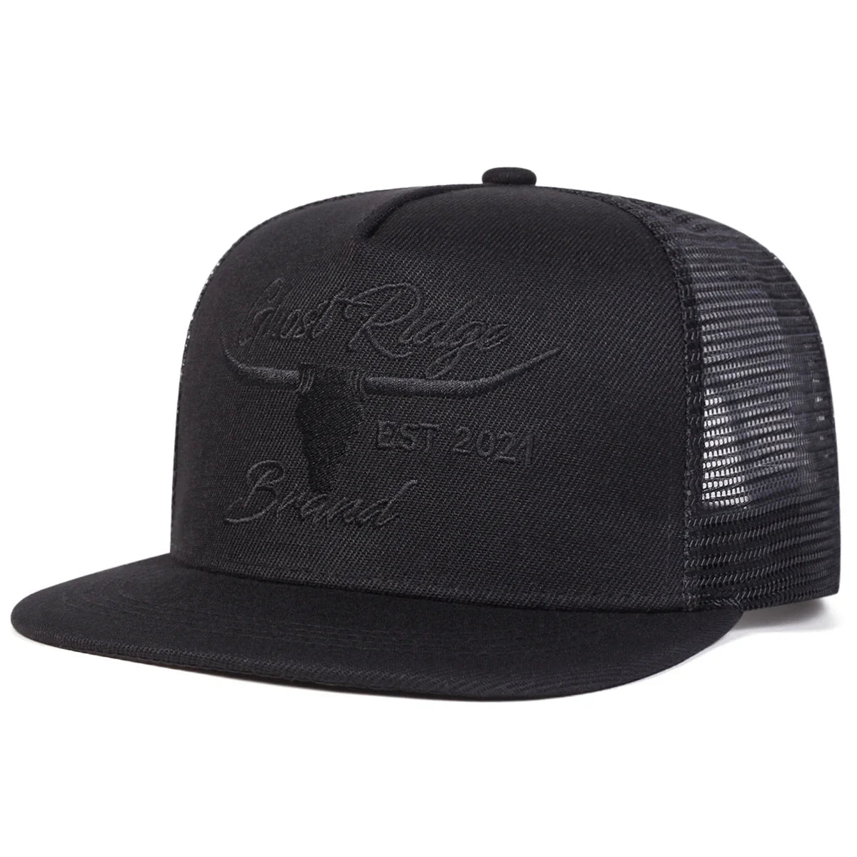 Bullhead Letter Embroidery Mesh Snapback Cap